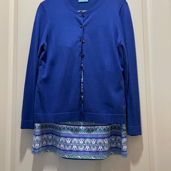 JMcLaughlin Contemporary Bright Blue and Green Patterned Skirt in Size M. - Picture 4 of 4